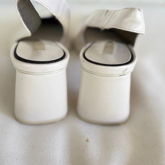 Zara Slingback Pumps 6 36 White Leather Point Toe Heels Academia Prep Wedding - Picture 5 of 6